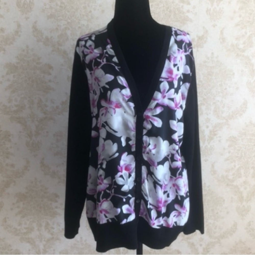 Cleo Floral Black and Pink Women's Cardigan
